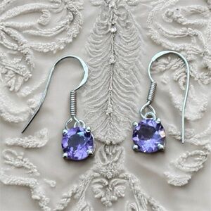 NWOT 3 Carat Natural Amethyst and .925 Sterling Silver Earrings